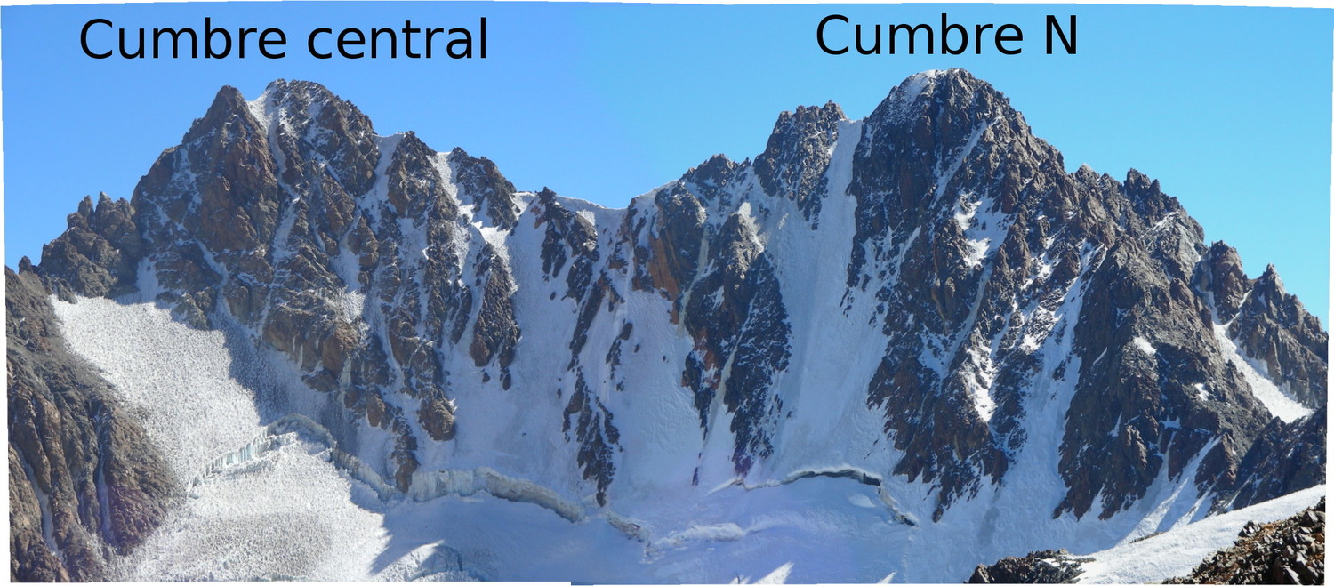 Cara S de las cumbres central y N de los Tres Picos del Amor (abril 2009)