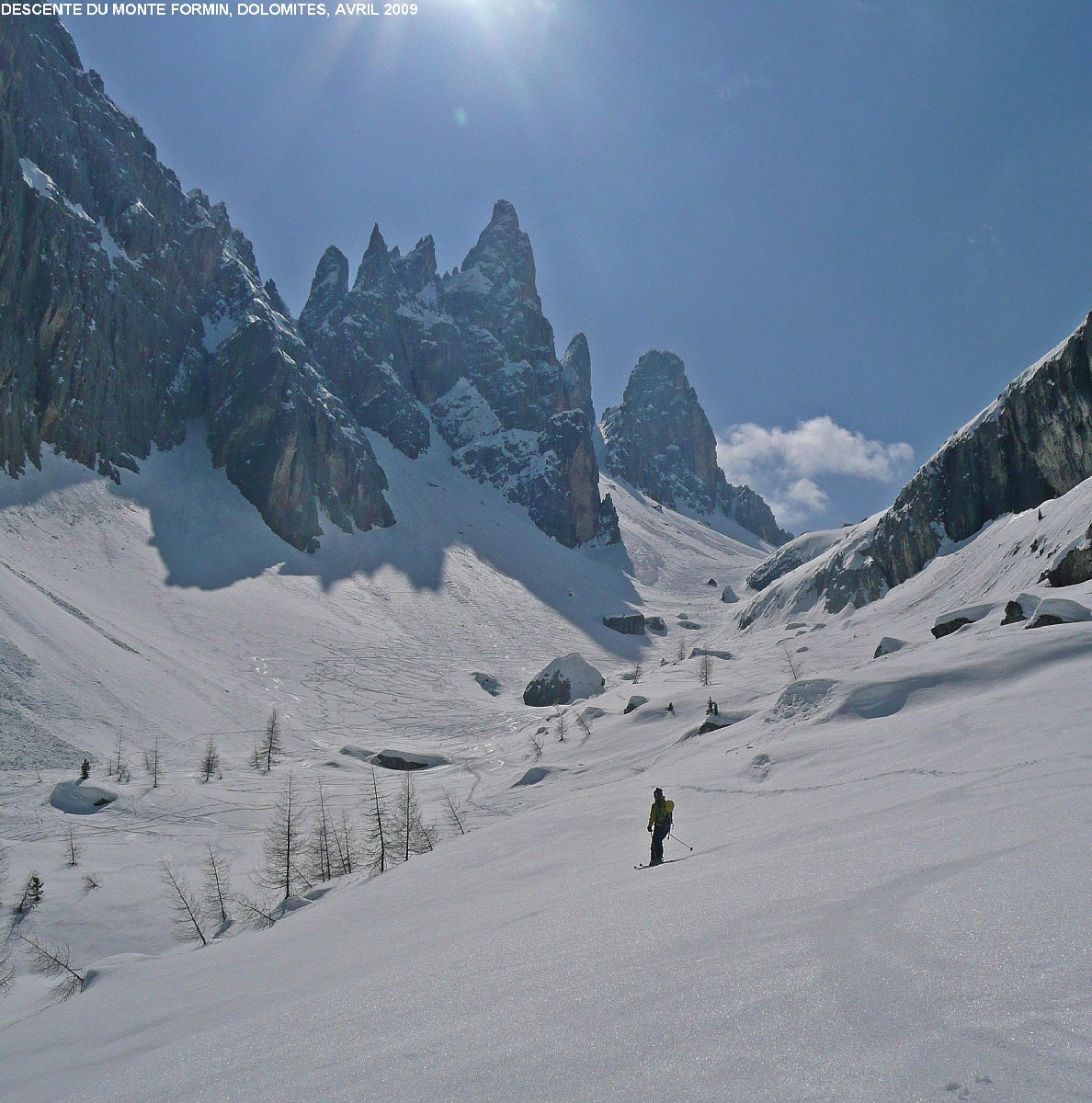Descente du Formin (Cortina), au pied de la Croda del Lago
