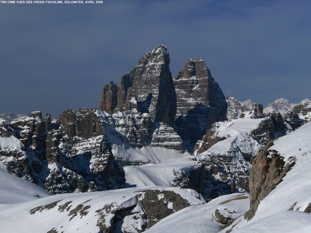 Tre Cime di Lavaredo, vues des Crode Fiscaline