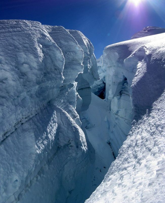 Belle crevasse sur la descente