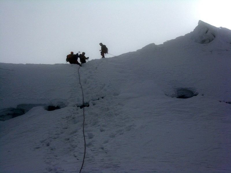 Franchissement de la crevasse à la descente