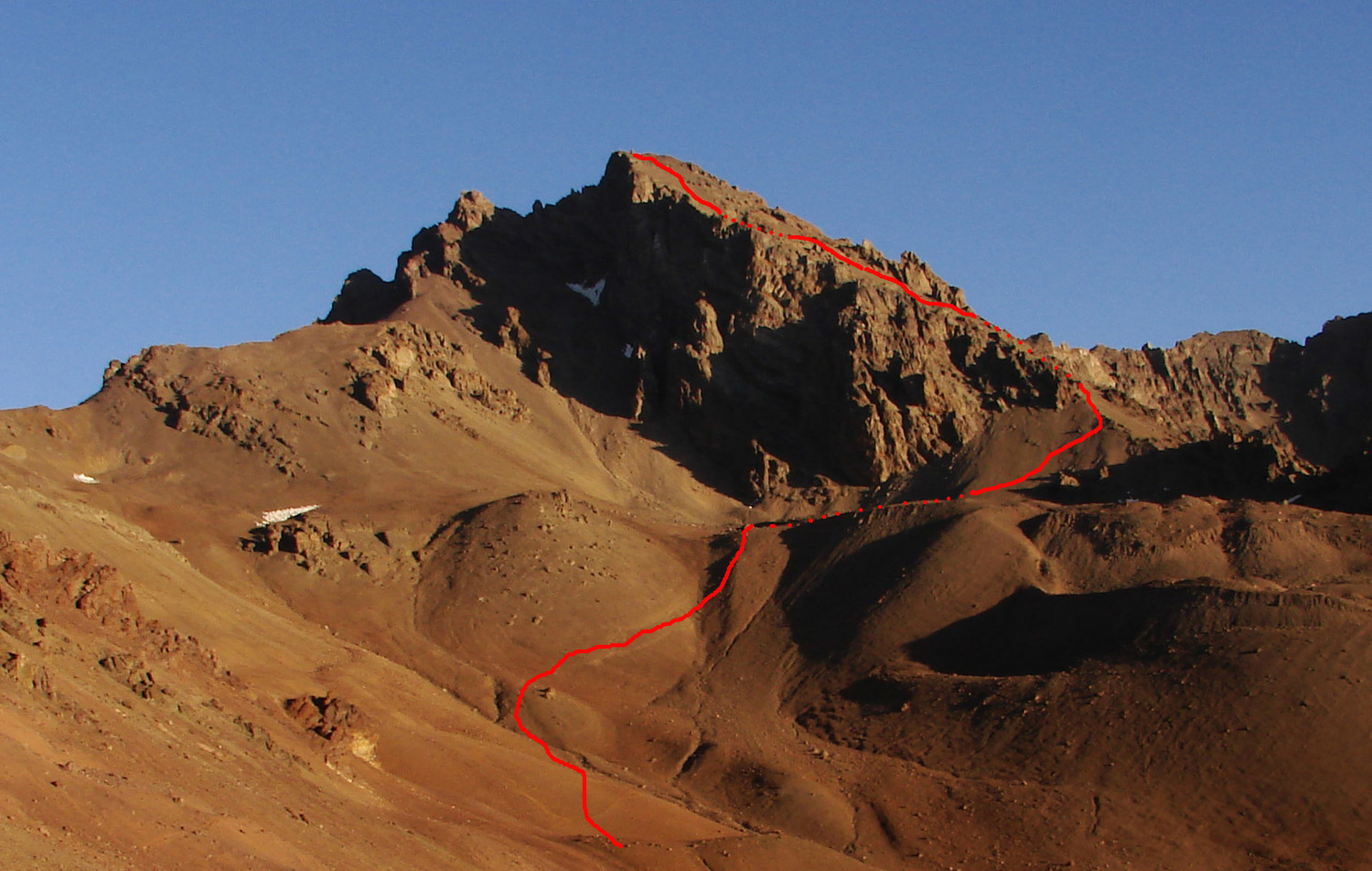 ruta de ascenso desde el cristo