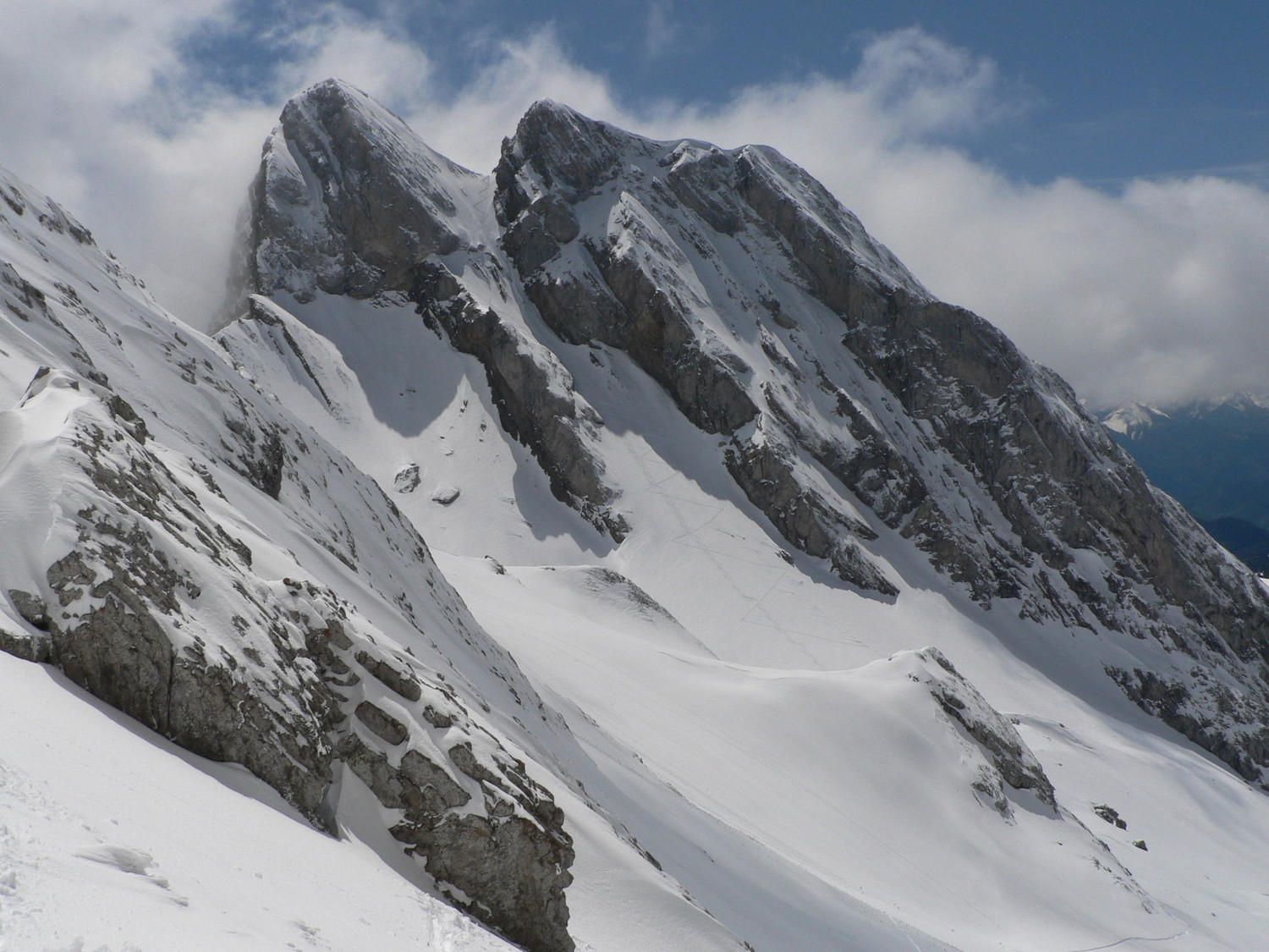 Le couloir depuis le sommet de la combe à Marion.