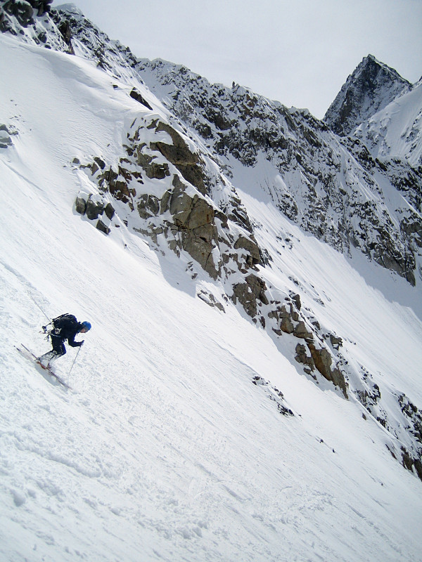 Xavier dans la face W de la Grande Lui