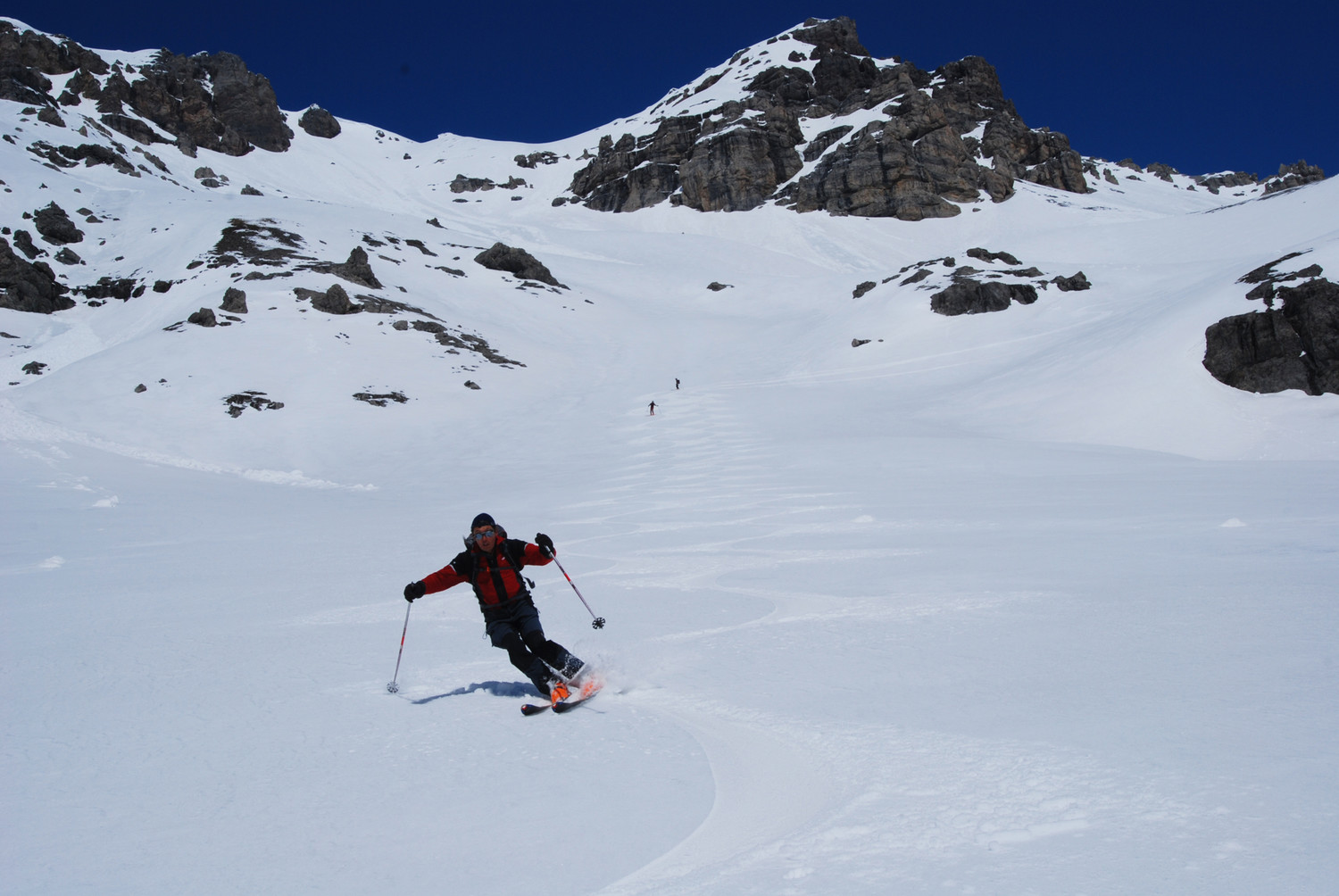 Gianluca su neve superlativa in Val Cancano.
