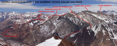 Cerro Banderita Sur, Qda. Blanca y Amarillo desde el Cerro Aguas Saladas Cerro Banderita Sur, Qda. Blanca y Amarillo desde el Cerro Aguas Saladas