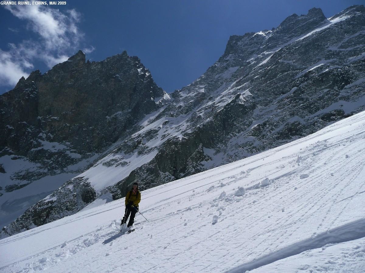 Descente du Col de la Grande Ruine sur le Glacier du Clot des Cavales
