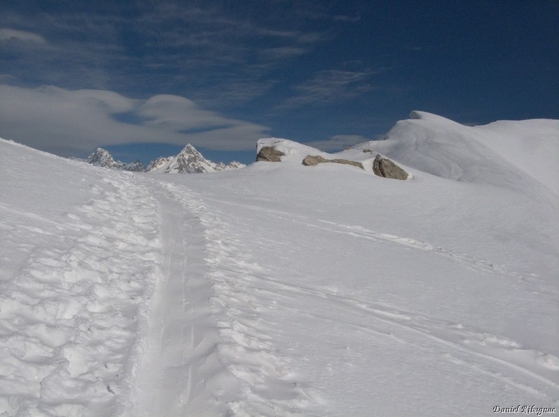 Vue sur le massif du Mont-Blanc, avant le sommet du Mont Fourchon