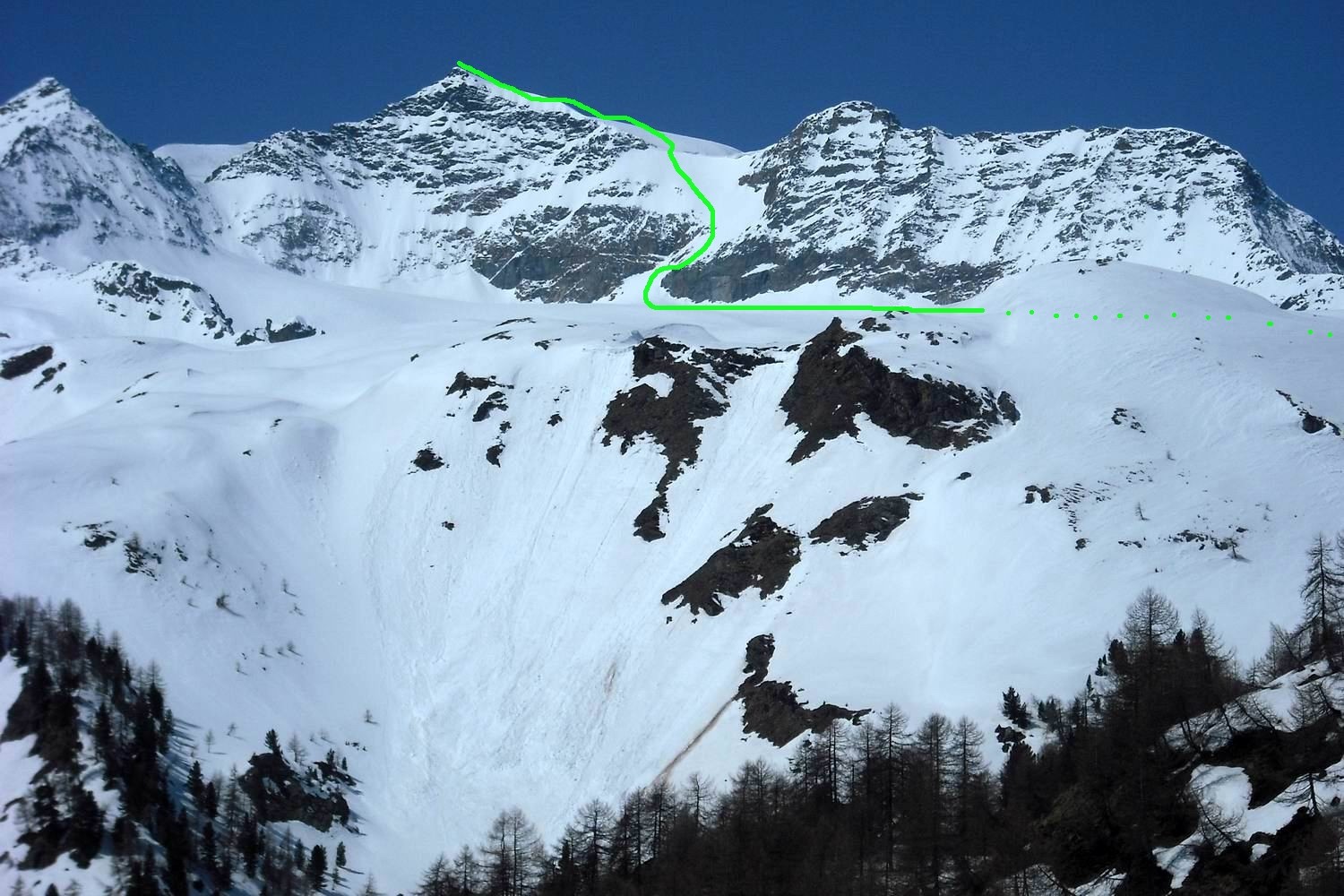 l'itinerario al canale SE del piz Cambrena