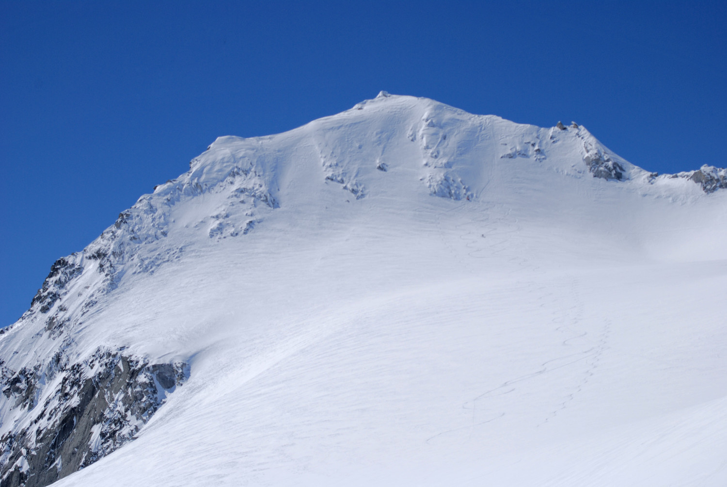 La pala del Monte Carè Alto 3462 m, con a destra la cresta NW.