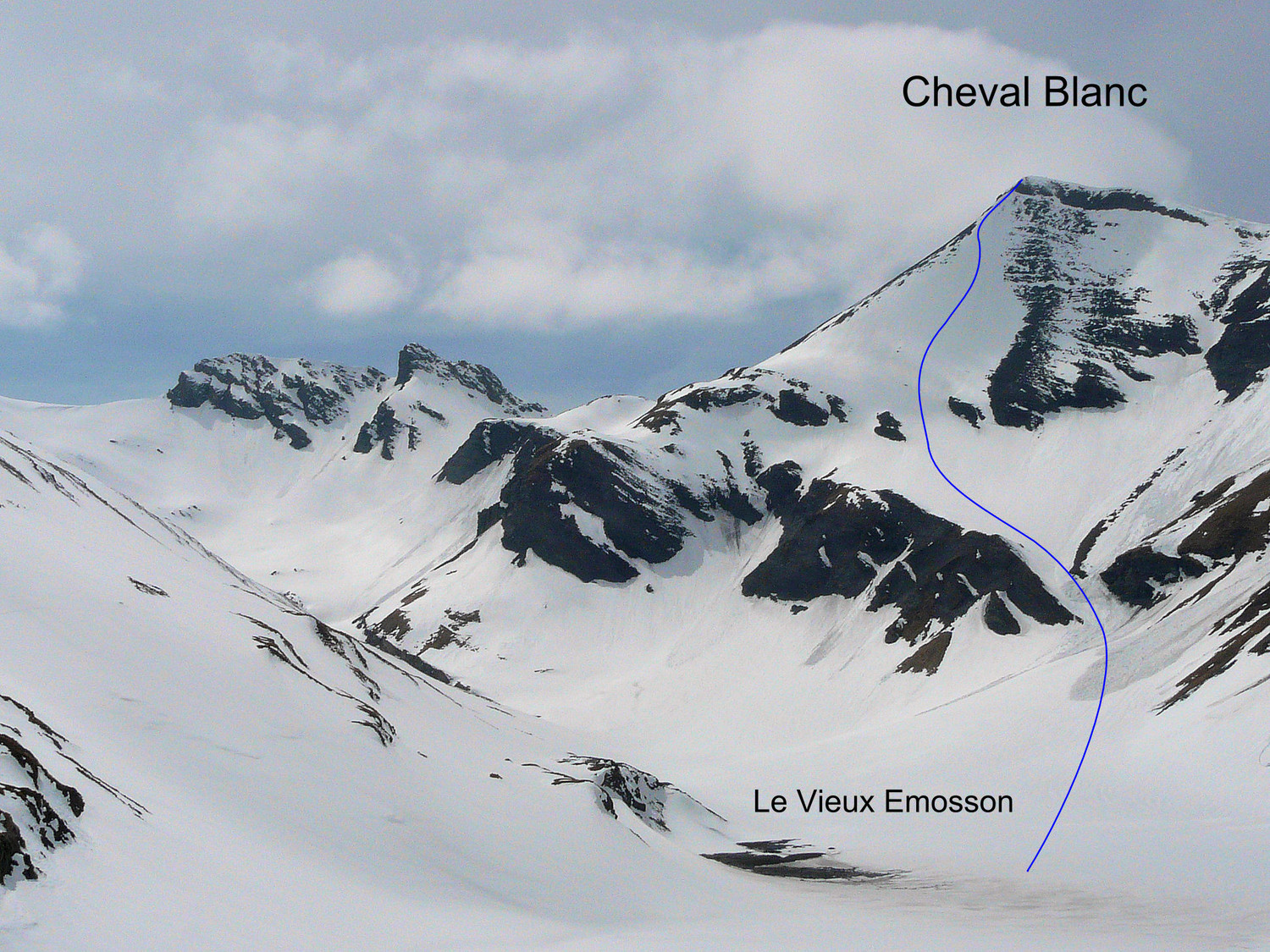 Cheval Blanc (Emosson) descente face E