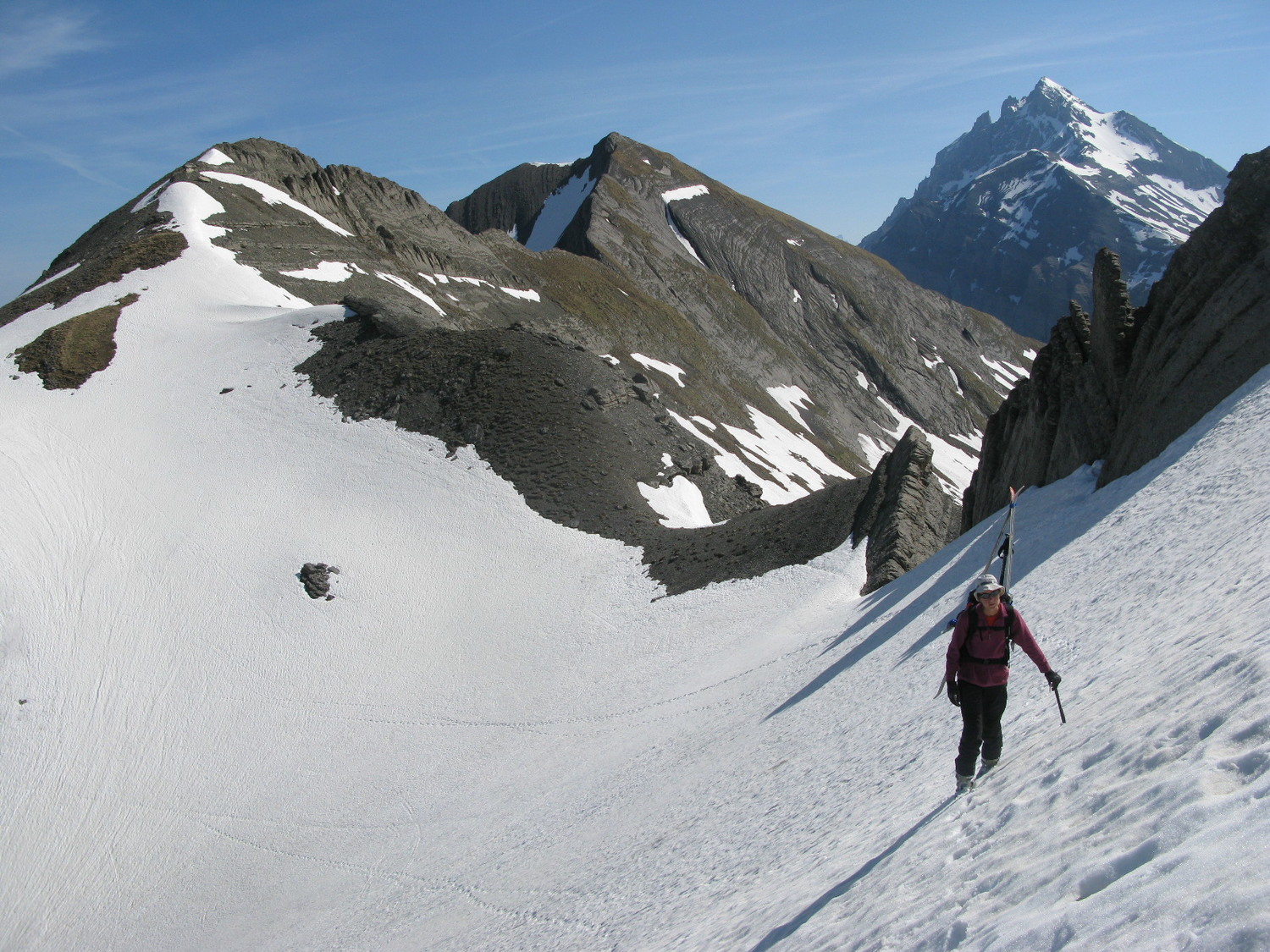 Tête à Vincent et Dents du Midi en montant au pilier