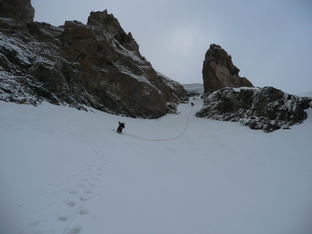 Brec de Chambeyron, couloir Nord, sortie tout droit.
