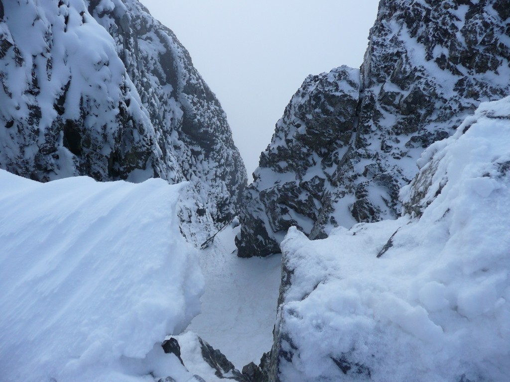 Brec de Chambeyron, couloir Nord. Premier rappel.