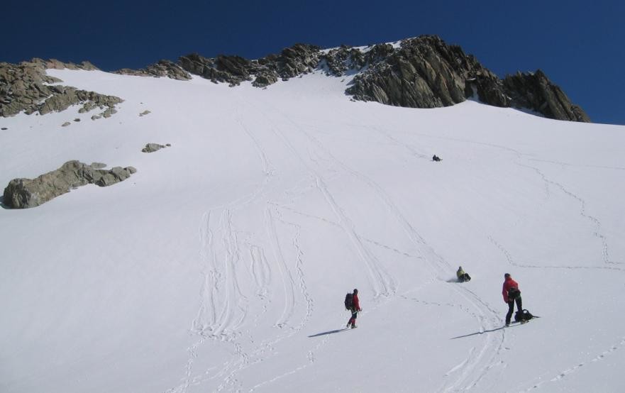 descente rapide "en luge" depuis la Bérengère