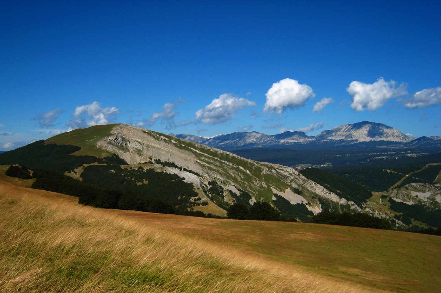 But de Nève au premier plan et Grand Veymont au fond à D.
