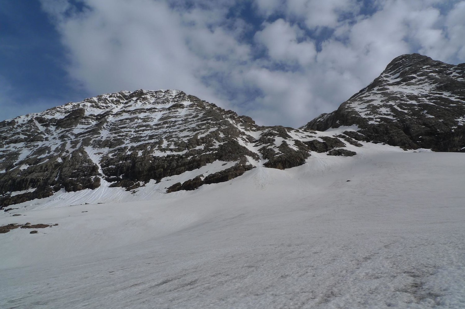 couloir d'accès au glacier des Gabiétous (à droite)