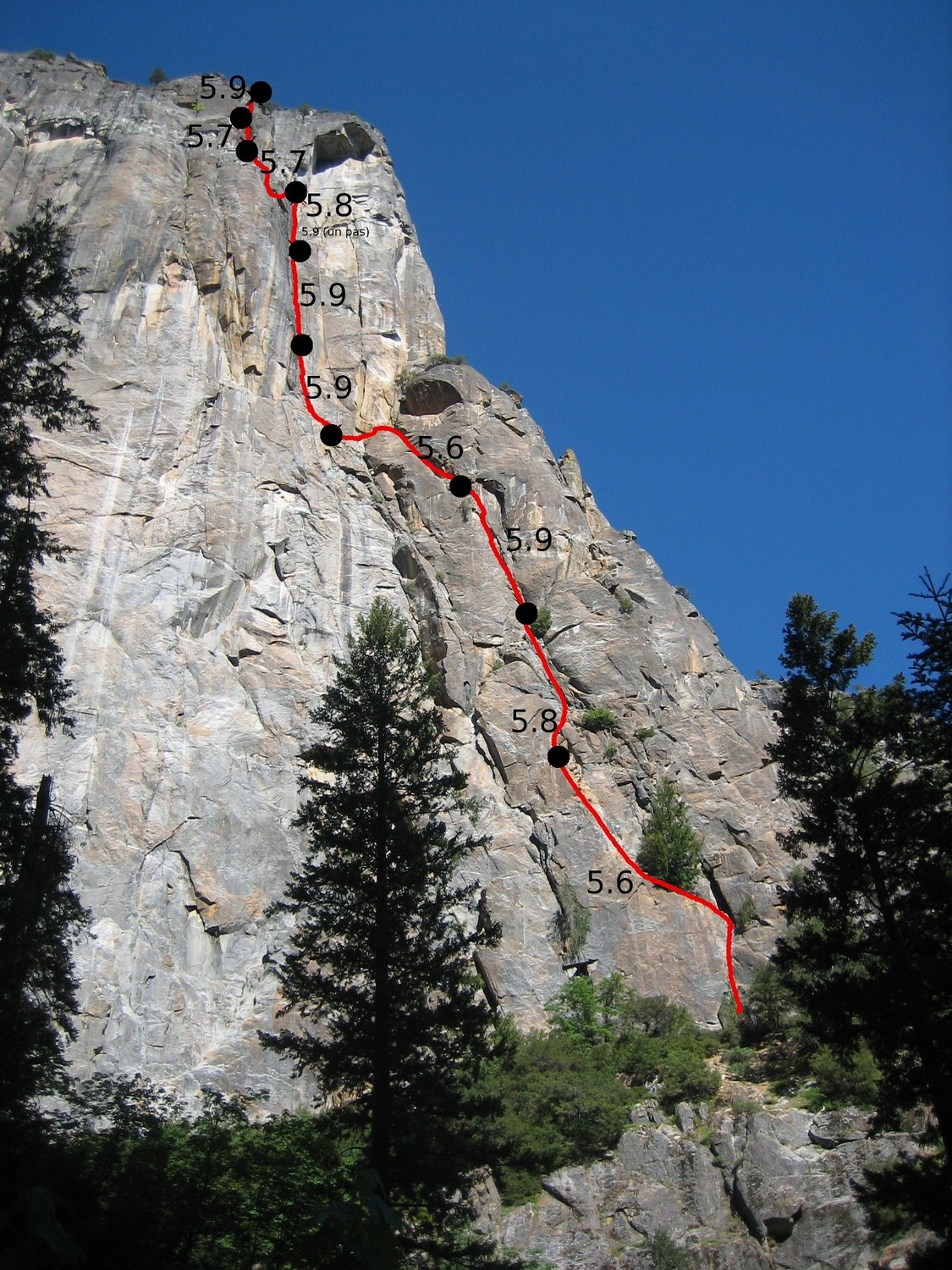 La voie "Northeast Buttress" de Higher Cathedral Rock (Yosemite)