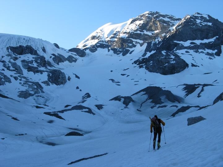 Verso la testata del ghiacciaio dei Vitelli.
