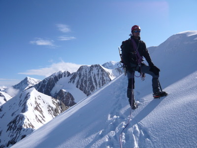 Louis sur la traversée vers le dôme de neige