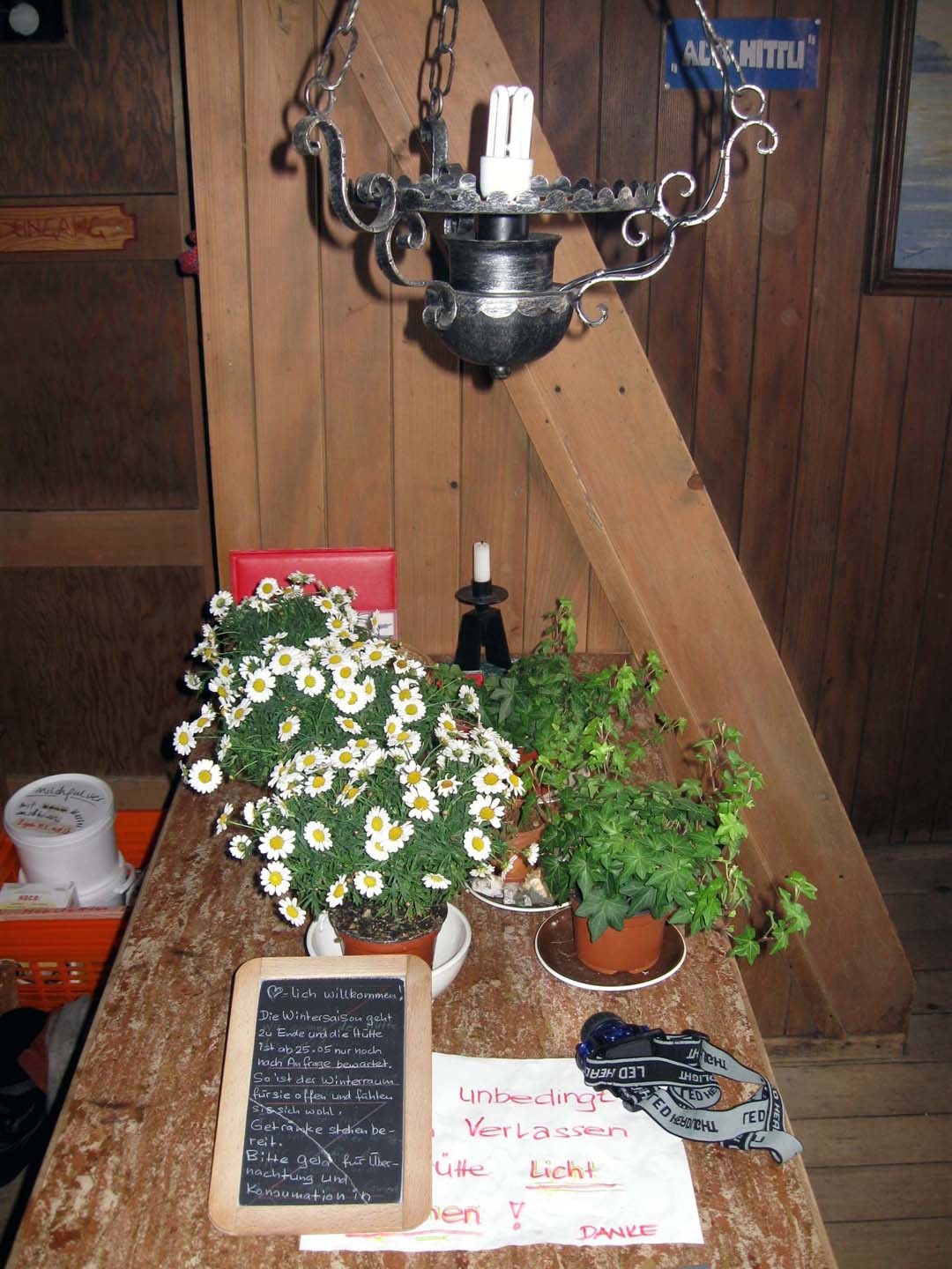 Im Winterraum der Gaulihütte