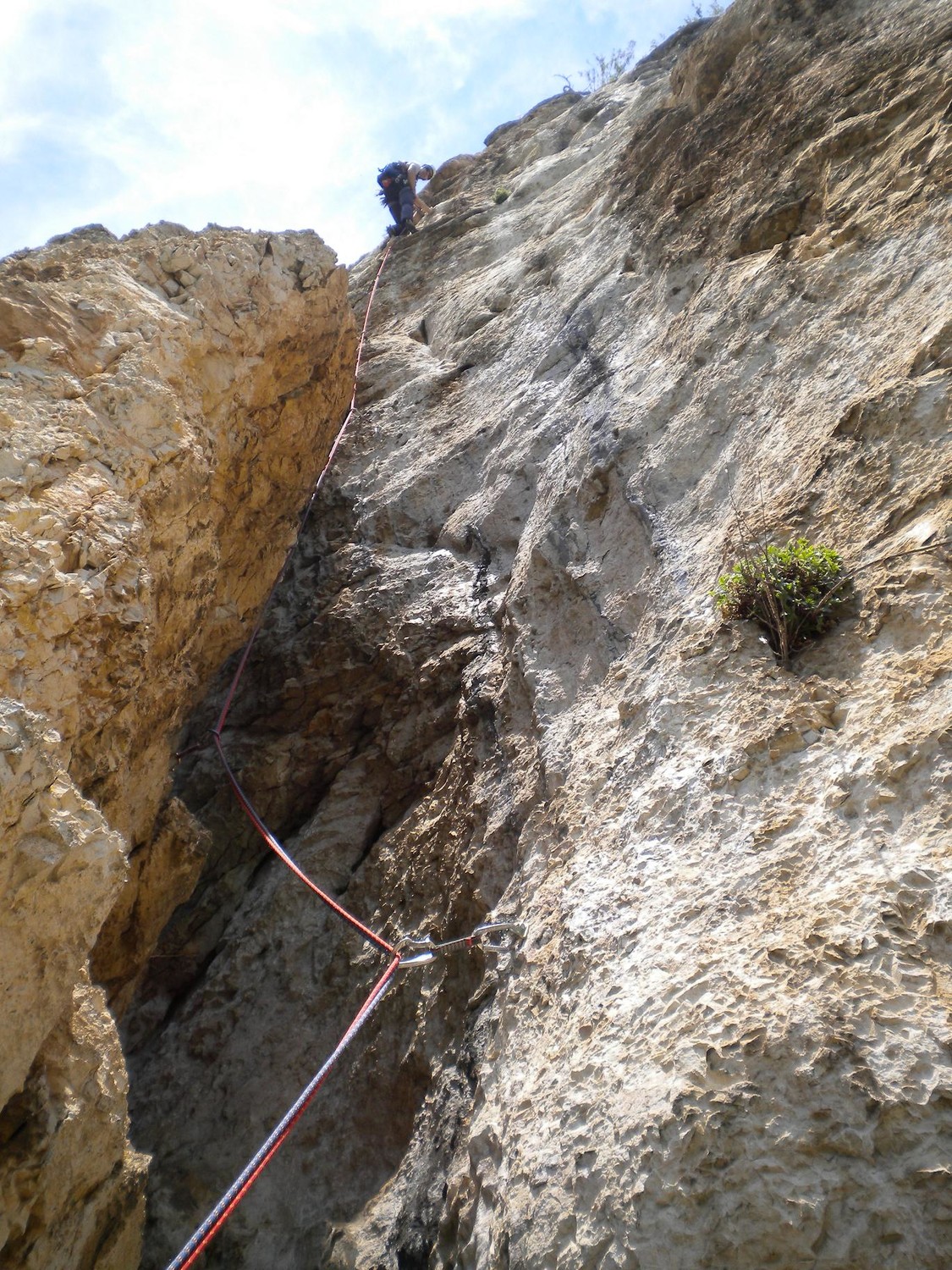 Daniel dans L6... juste avant la traversée en 6c+