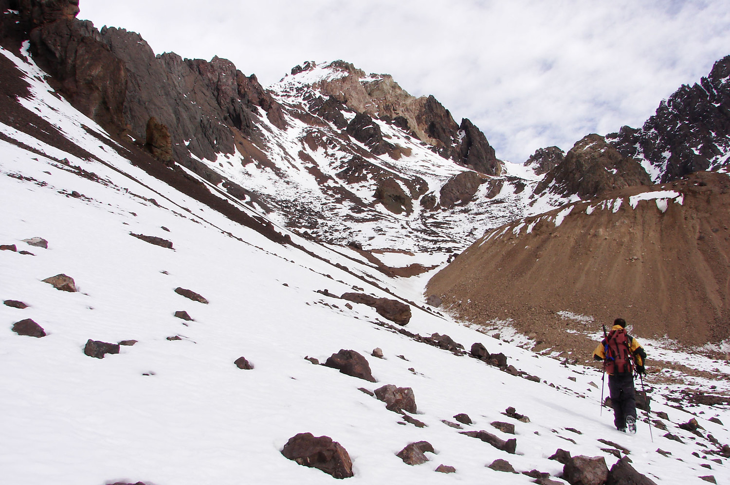 Llegando al pie de la ladera noroeste