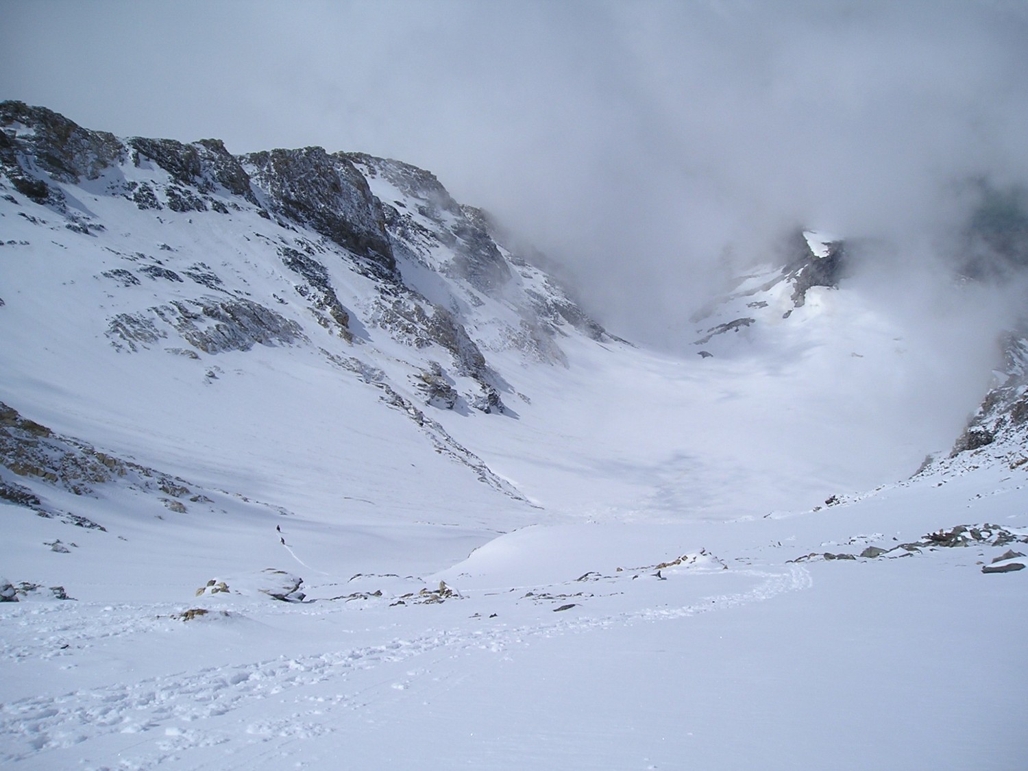 Haut de la face W juste avant le brouillard