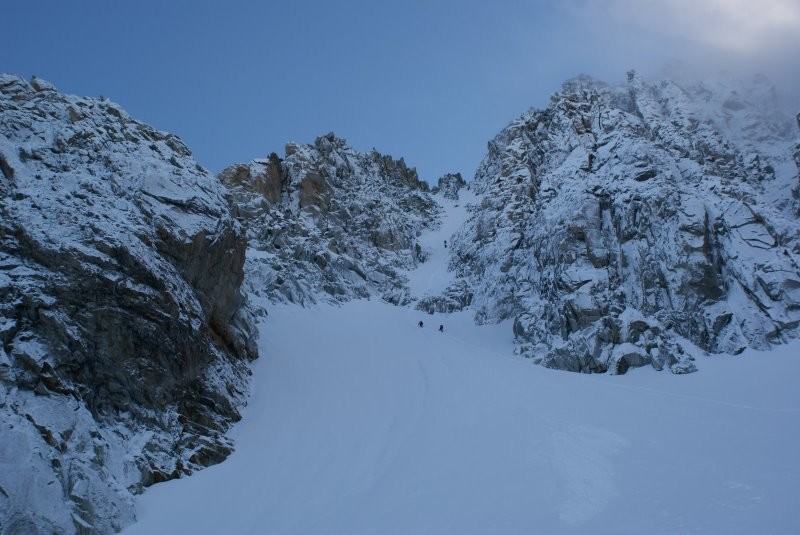 Départ du couloir de la Table - Aiguille du Tour