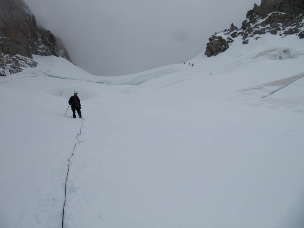 glacier de descente (crevases impressionnantes)