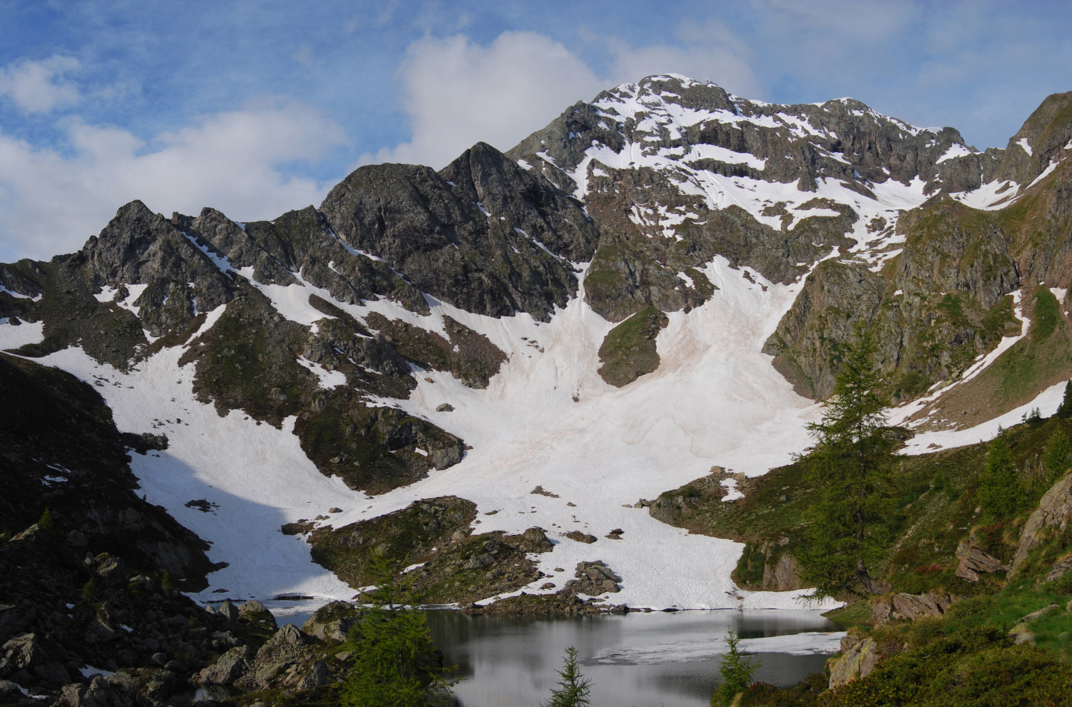 Il versante NE del Monte Torena 2911 m dal Lago Verde 2073 m.