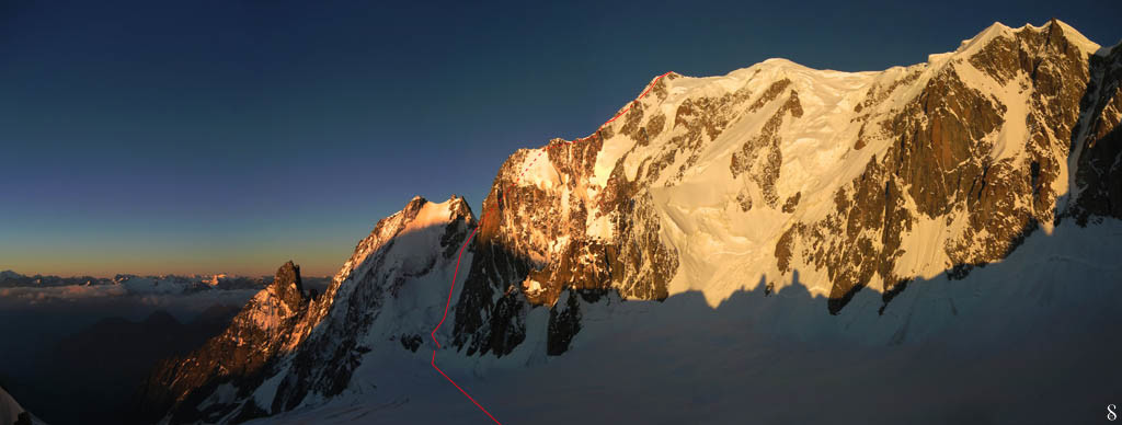 L'itinéraire de l'arête de Peuterey