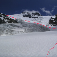 L'itinerario visto dalla parte bassa del ghiacciaio