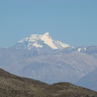La cara E del Aconcagua y el Glaciar de los Polacos desde el paso de Villavicencio