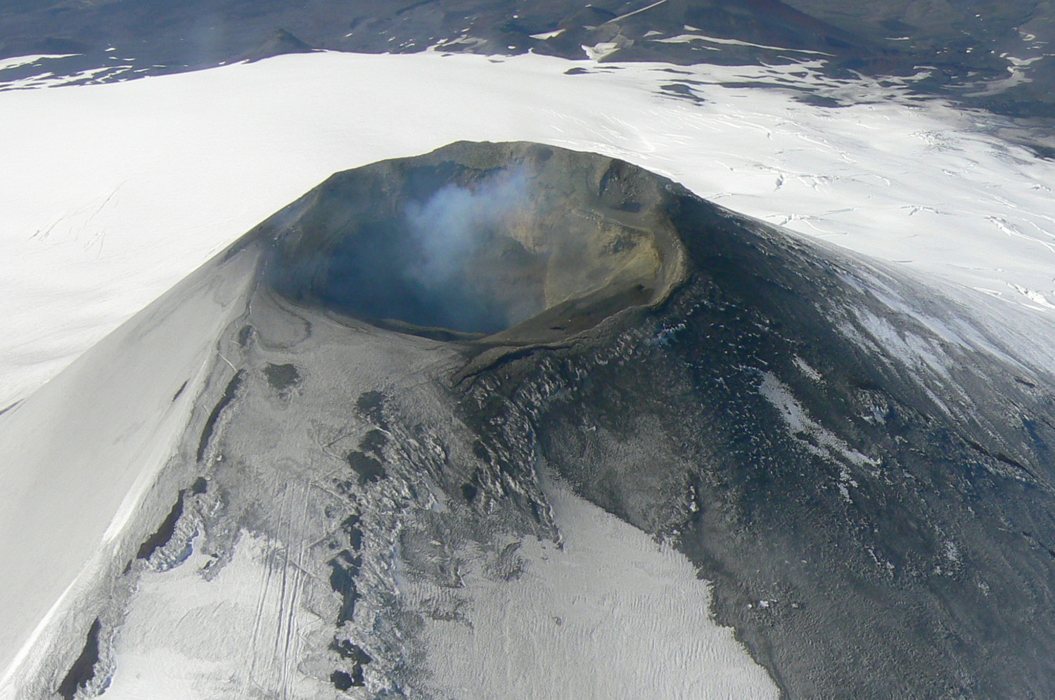 El cráter del volcán Villarrica