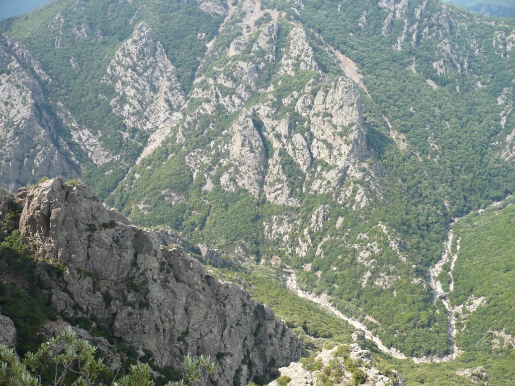 Vue plongeante sur l'arete des Charbonniers et les gorges d'Héric