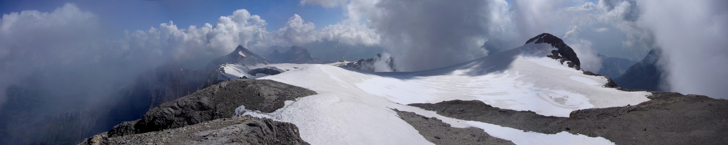 Depuis le sommet, Tête de Barme, glacier de Tsanfleuron, Becca d'Audon et Sex Rouge