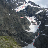 Couloir NW des Rouies depuis le sentier qui mène au lac des Rouies