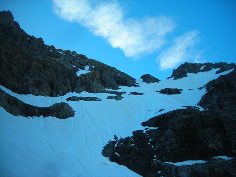 Partie terminale du couloir NW des Rouies