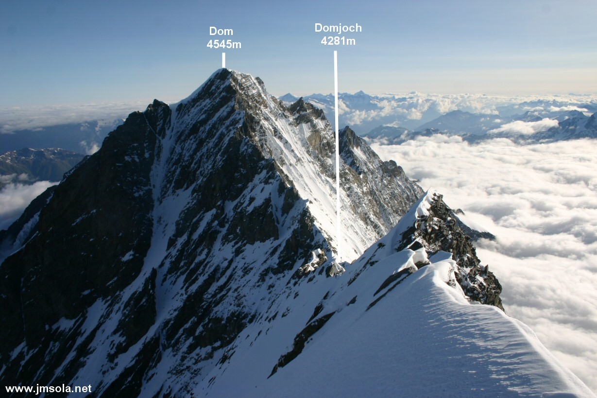 L'arête Täschhorn-Dom, vue depuis le Täschhorn