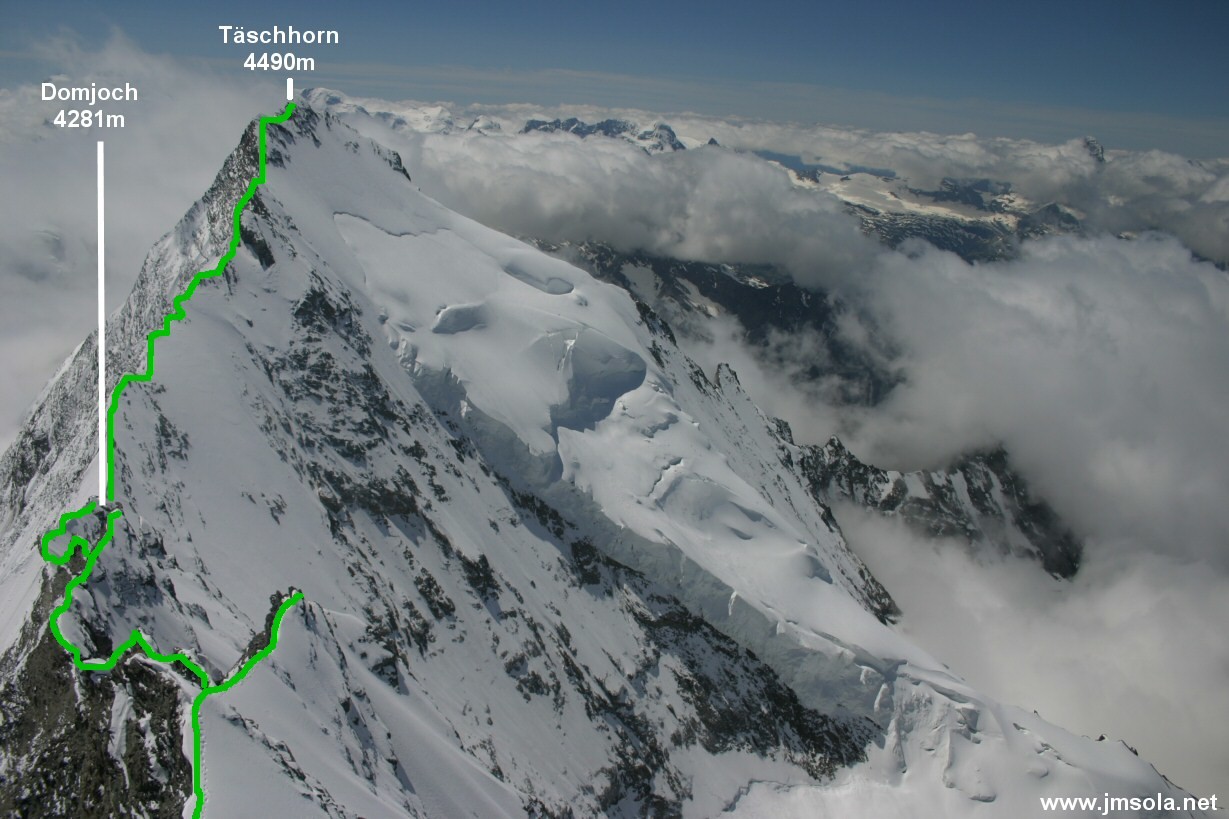 L'arête Täschhorn-Dom, vue depuis le Dom