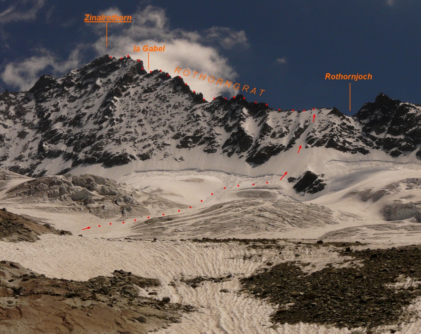 Zinalrothorn - Rothorngrat depuis Mountet