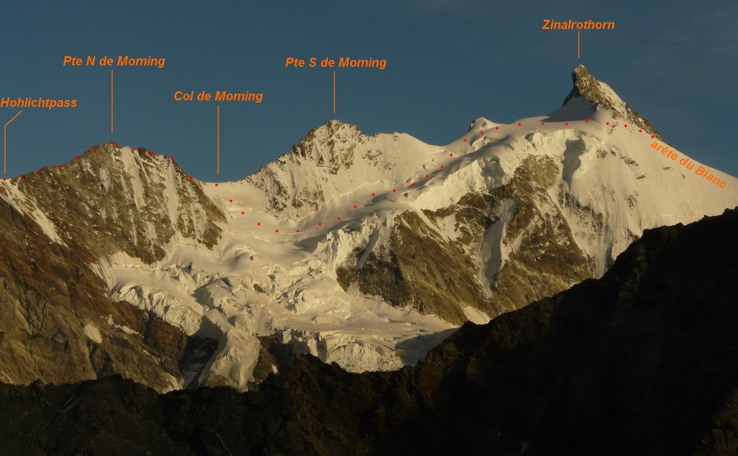 Itinéraire d'accès au Schalihorn depuis Mountet