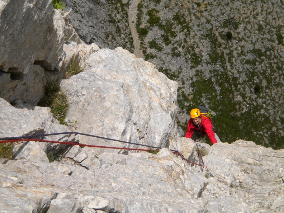 Mont aiguille - voie des etudiants - apres le 2eme surplomb