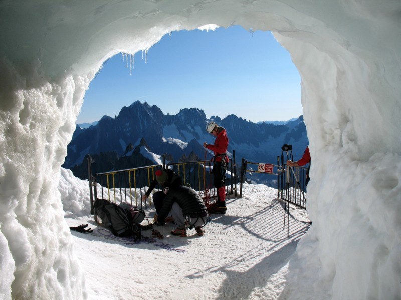 Accès à l'arête de l'Aiguille du Midi