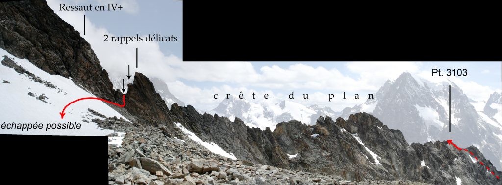 Pointe de la crête du plan (Arolla, Suisse), traversée