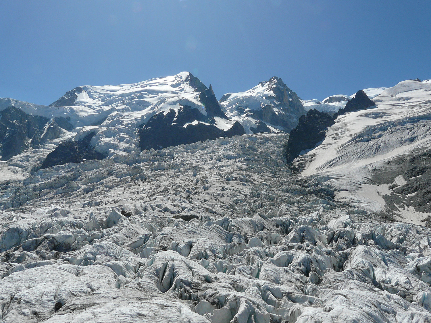 Les Grands Mulets, glacier des Bossons au niveau de la Jonction