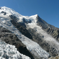 Vue depuis la Jonction en direction du Dôme et de l'aiguille du Goûter