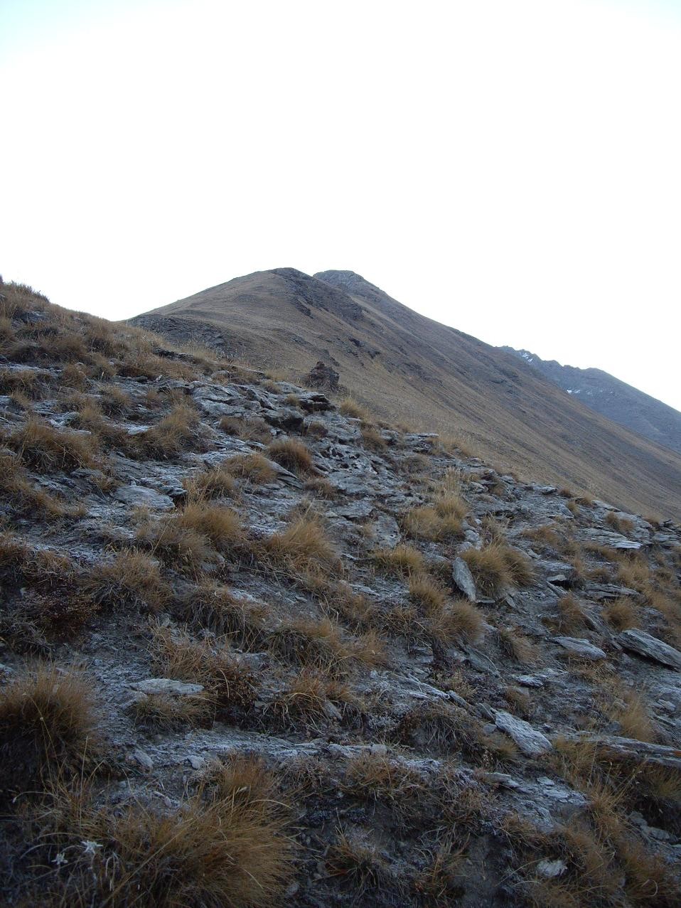 Fraicheur matinale sur la crête menant au sommet