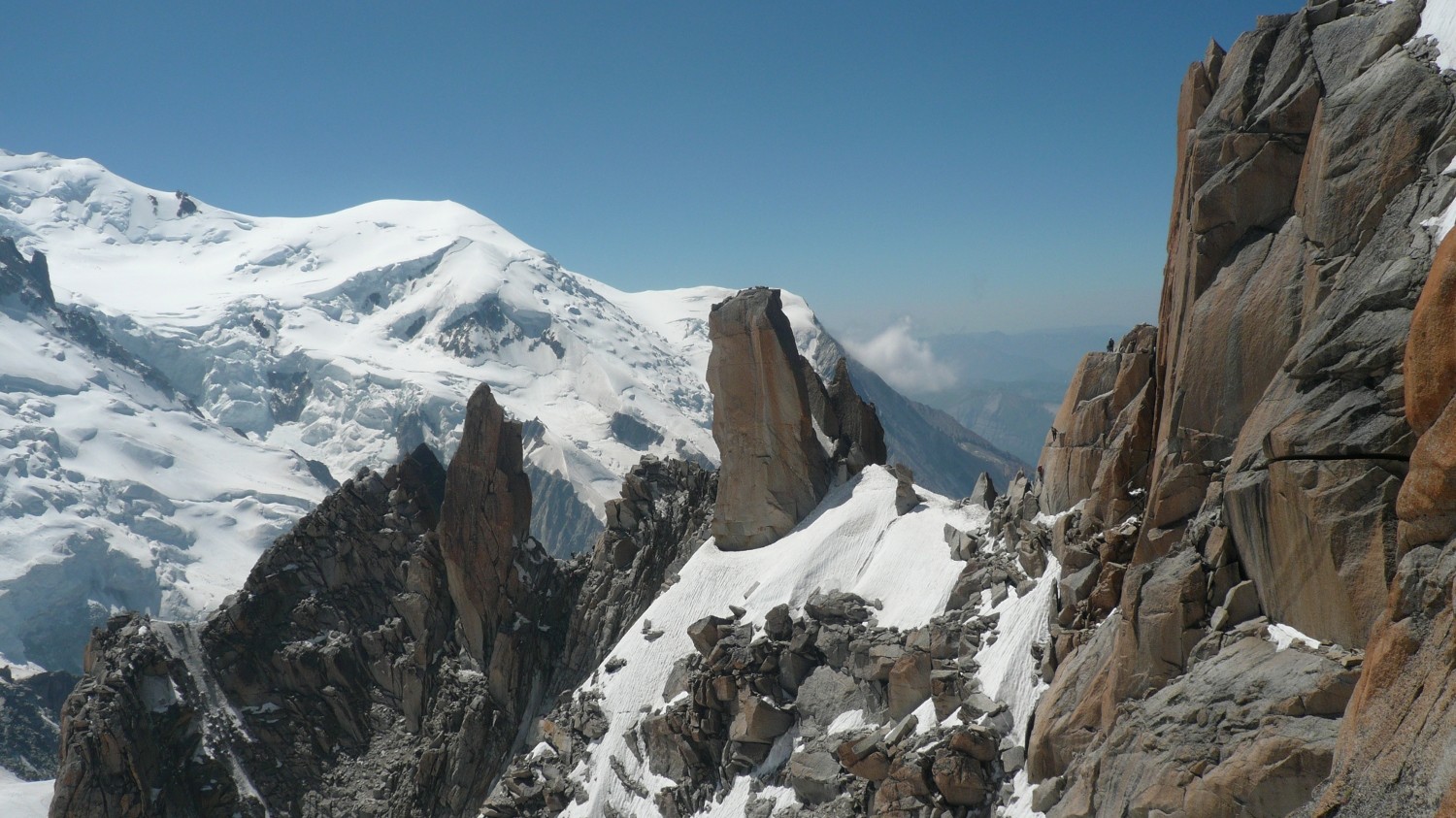L'arête vue depuis la Face S de l'Aiguille du Midi